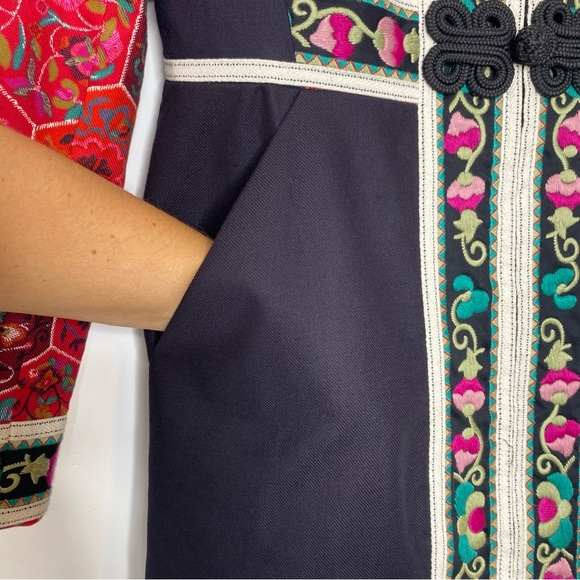 Anthropologie Elevenses Satsuma Embroidered Patchwork Jacket Coat Rare Size 4 - Picture 10 of 16